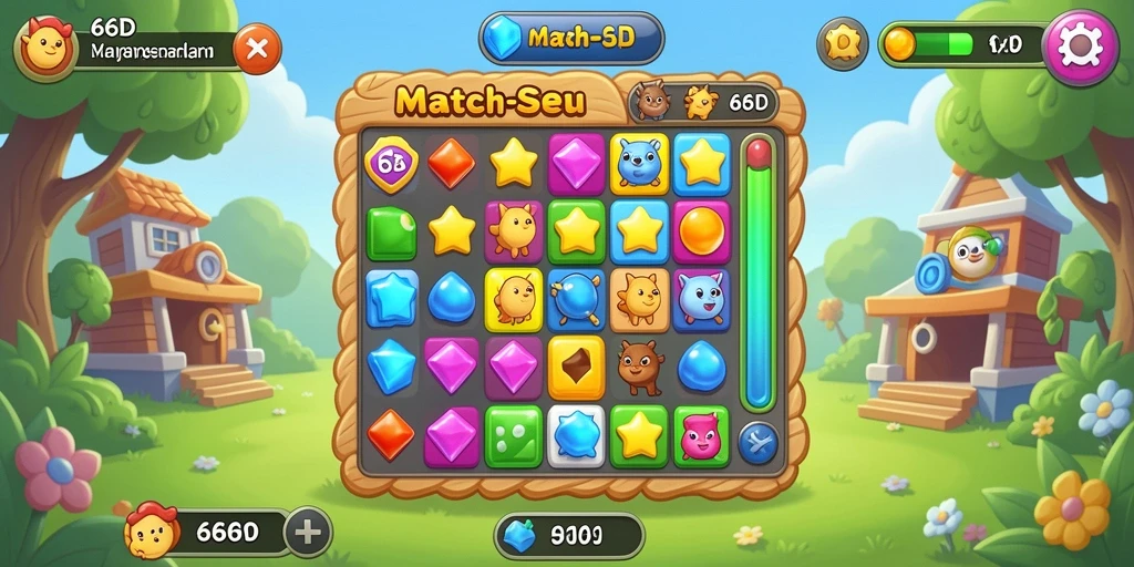 Tampilan gameplay seru dan menarik dari 66D dalam match-3.