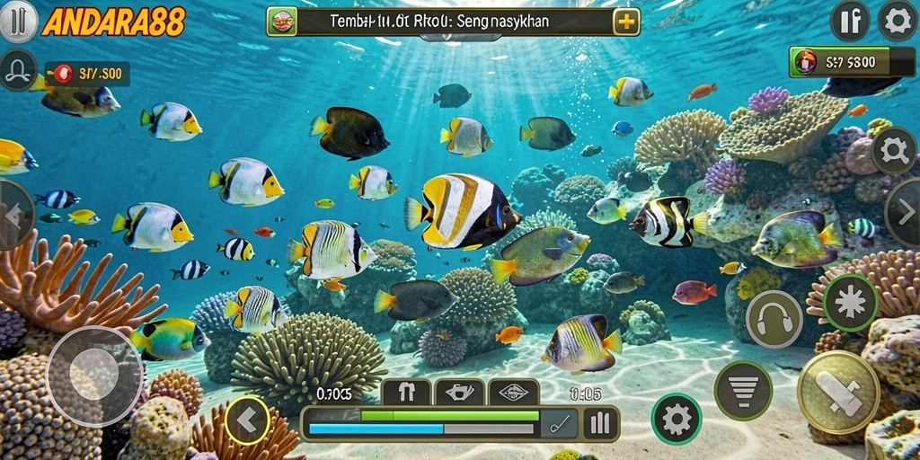 Menampilkan gameplay seru dari permainan Tembak Ikan ANDARA88.