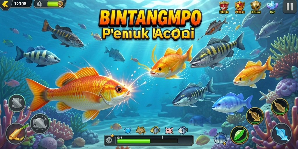 Tampilan gameplay seru dari BINTANGMPO saat menangkap ikan.