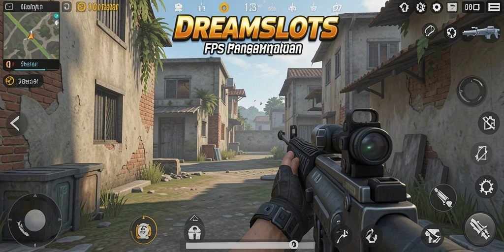 Tampilan gameplay mendebarkan dari DREAMSLOTS dengan aksi FPS yang intens.