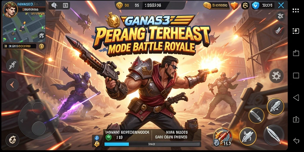 Tampilan gameplay seru di GANAS33 dengan pertempuran Battle Royale.