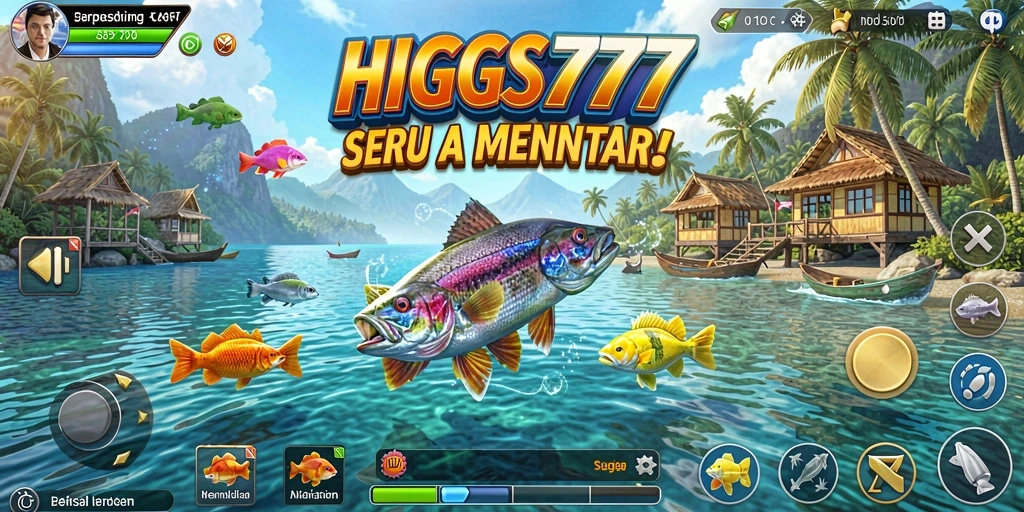 Screenshot gameplay HIGGS777 menampilkan aksi seru dalam memancing.
