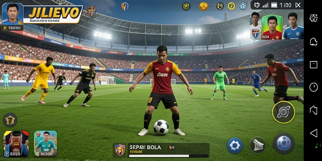 Tampilan gameplay JILIEVO yang menegangkan dalam pertandingan sepak bola.
