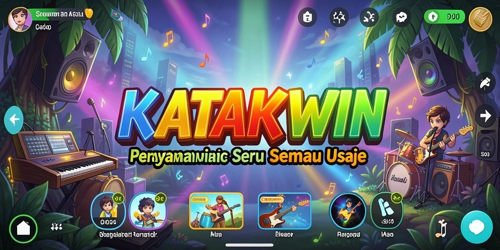 Tampilan gameplay KATAKWIN dengan berbagai lagu menarik.