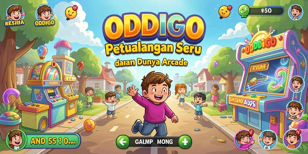 Screenshot ODDIGO menunjukkan aksi cepat dan penuh warna dari gameplay Arcade.