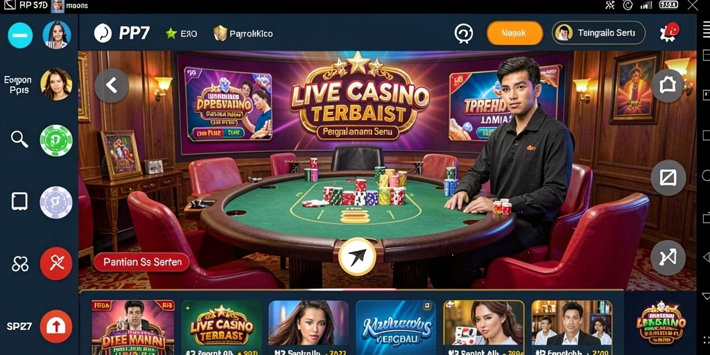 Screenshot gameplay PP7 menampilkan suasana seru Live Casino.