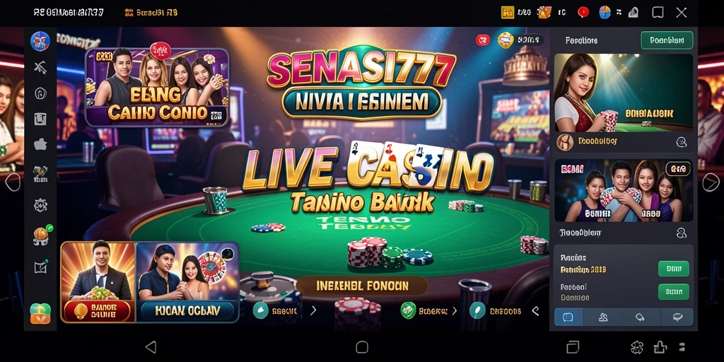 Screenshot gameplay SENSASI777 yang menampilkan dealer langsung dan suasana kasino.